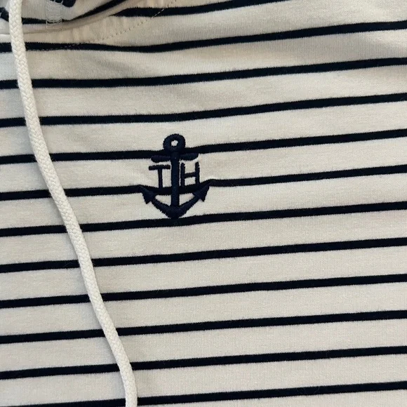 Tommy Hilfiger White and Navy Striped Hooded Tee Dress - Picture 5 of 8